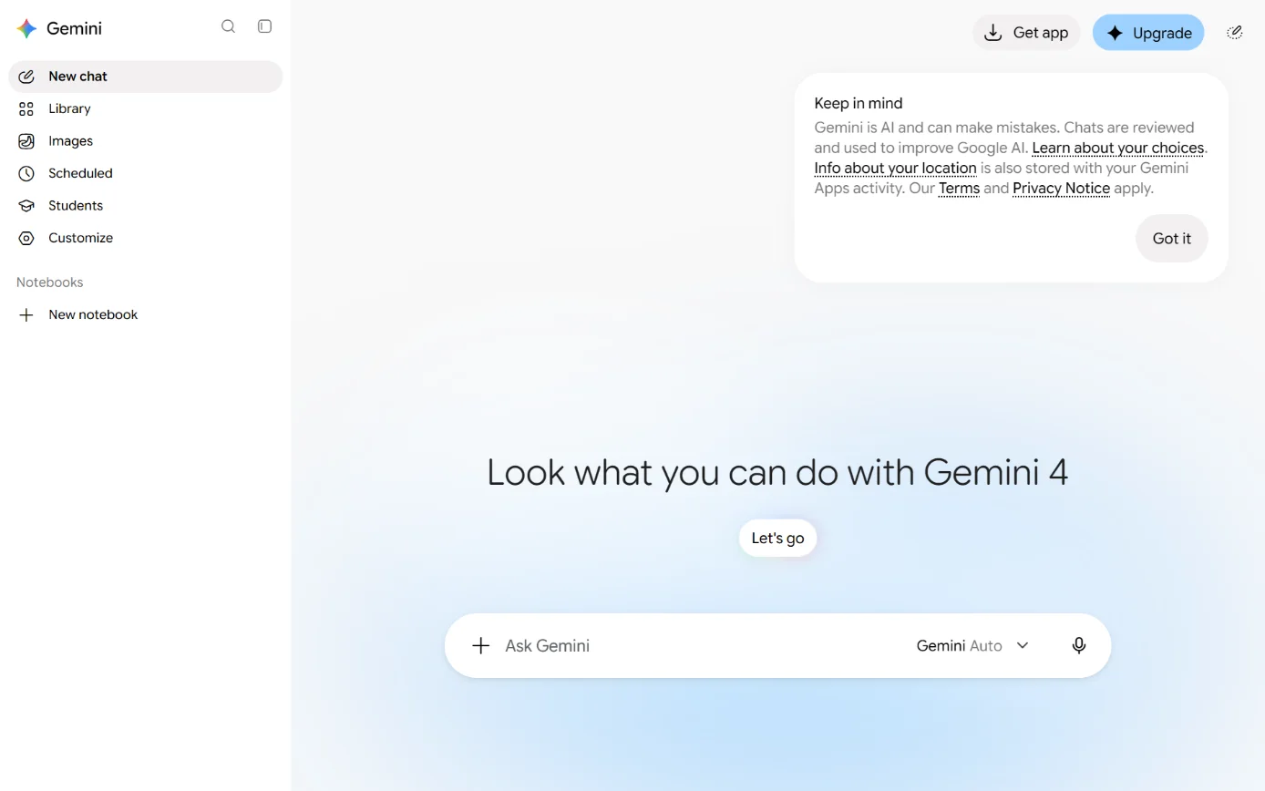 Gemini’s home page and sidebar, with Customize in the sidebar ringed.